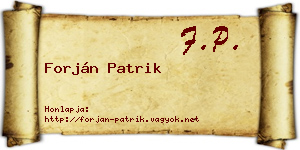 Forján Patrik névjegykártya